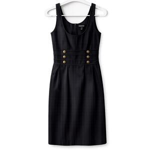 Morgan 4 Ever Black Pinstripe Mini Dress Y2K Button Waist Bodycon Dress sz 5/6